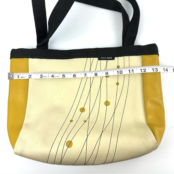 Holly Aiken Handbag Yellow Tan Canvas Geometric Purse Shoulder Bag Womens‎ - Picture 12 of 16